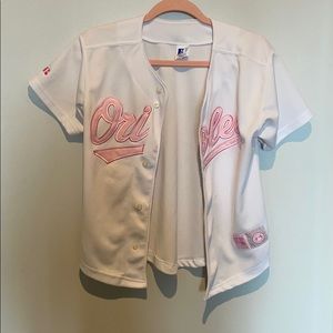 Pink Baltimore orioles official jersey.